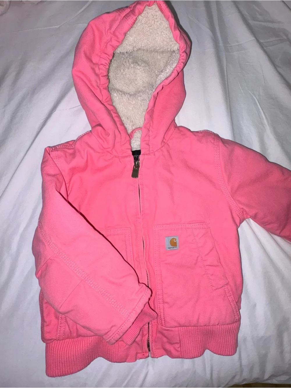 Toddler Carhartt Pink Hooded Sherpa-Lined Jacket